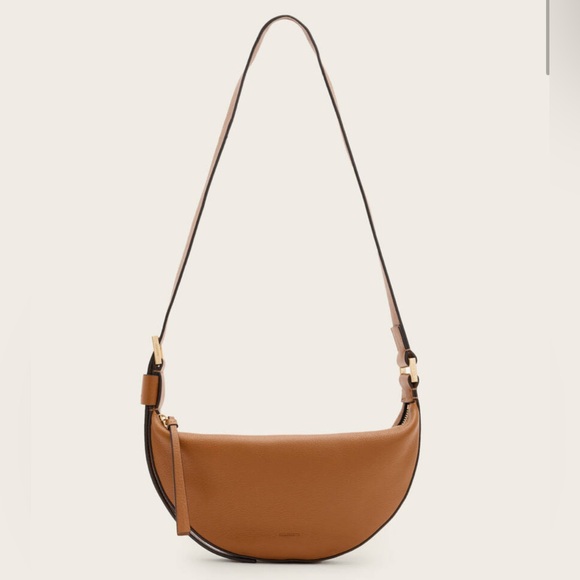 All Saints Handbags - ALLSAINTS Half Moon Leather Crossbody Bag